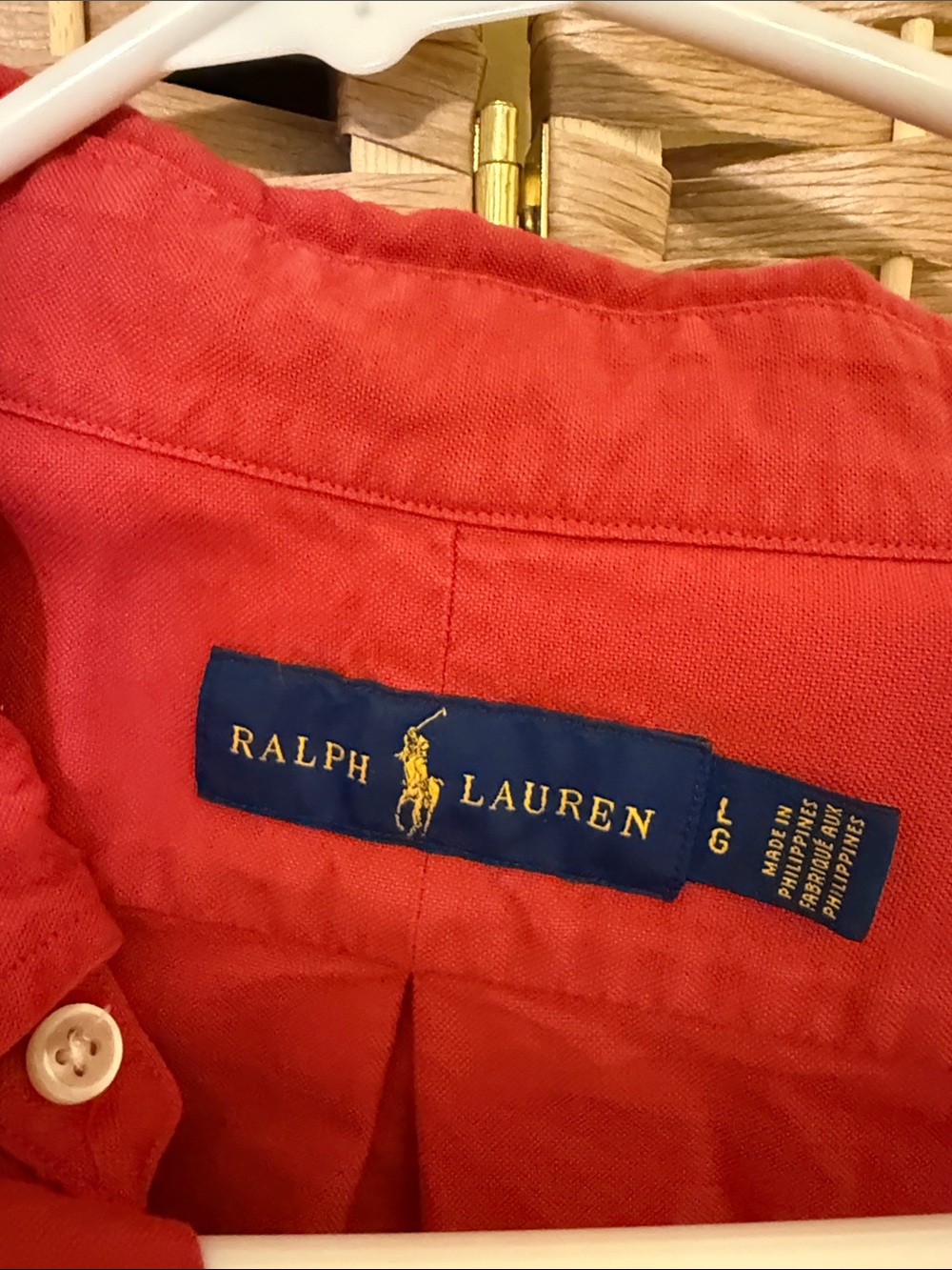Ralph Lauren Red Shirt with Navy Polo Label